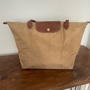 Longchamp Nylon - Large Le Pilage Tote in Beige